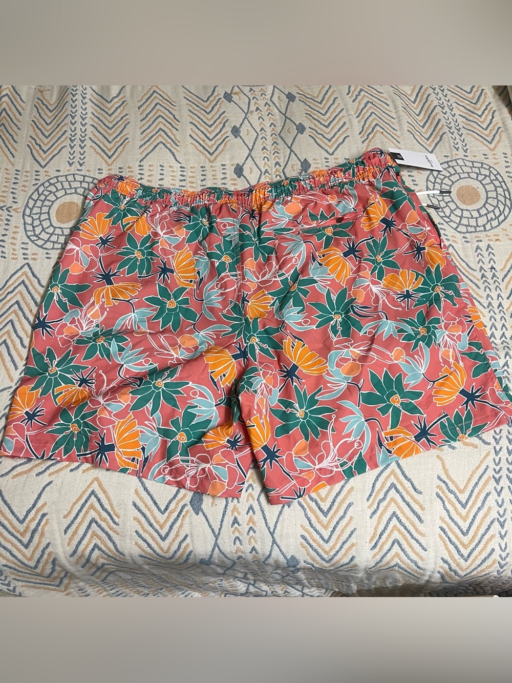 Goodfellow & Co Floral Drawstring Bermuda Shorts — Coral Green Orange - Picture 3 of 13